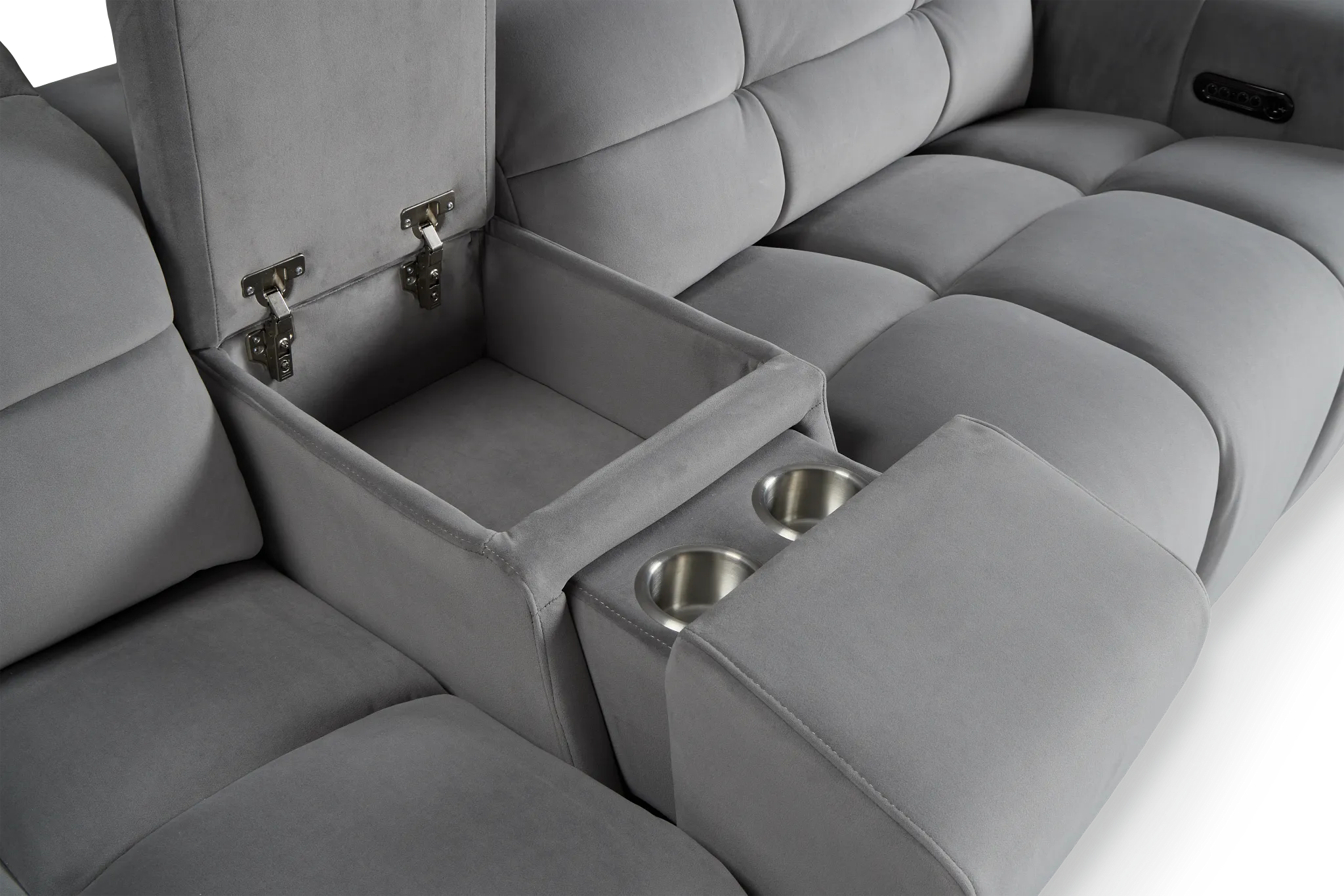 Gemma Light Gray Velvet Medium Triple Power Left Chaise Sectional