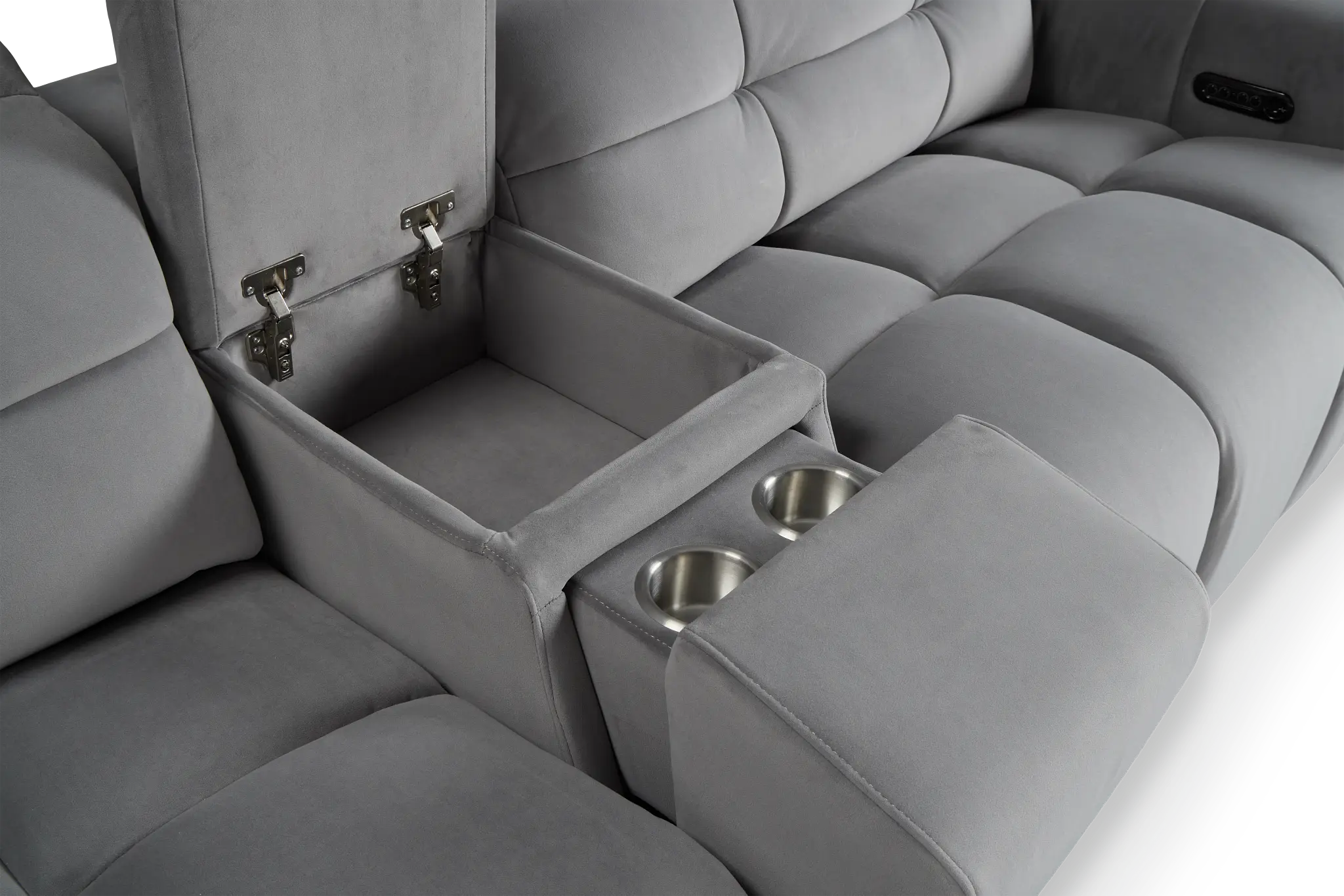 Gemma Light Gray Velvet Medium Triple Power Left Chaise Sectional Gemma Light Gray Velvet Medium Triple Power Left Chaise Sectional