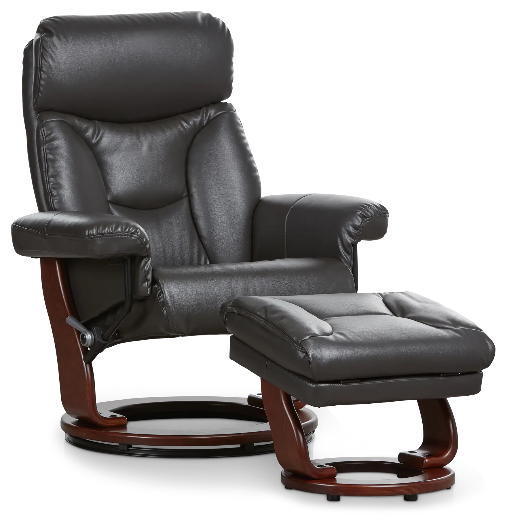 Fisher Dark Gray Micro Recliner & Ottoman Fisher Dark Gray Micro Recliner & Ottoman