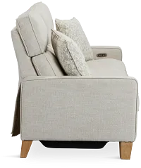 Bayside Light Beige Fabric Power Reclining Sofa