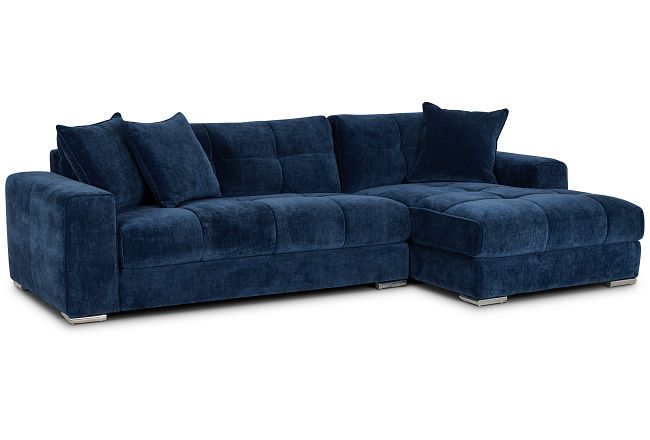 Brielle Blue Fabric Right Chaise Sectional