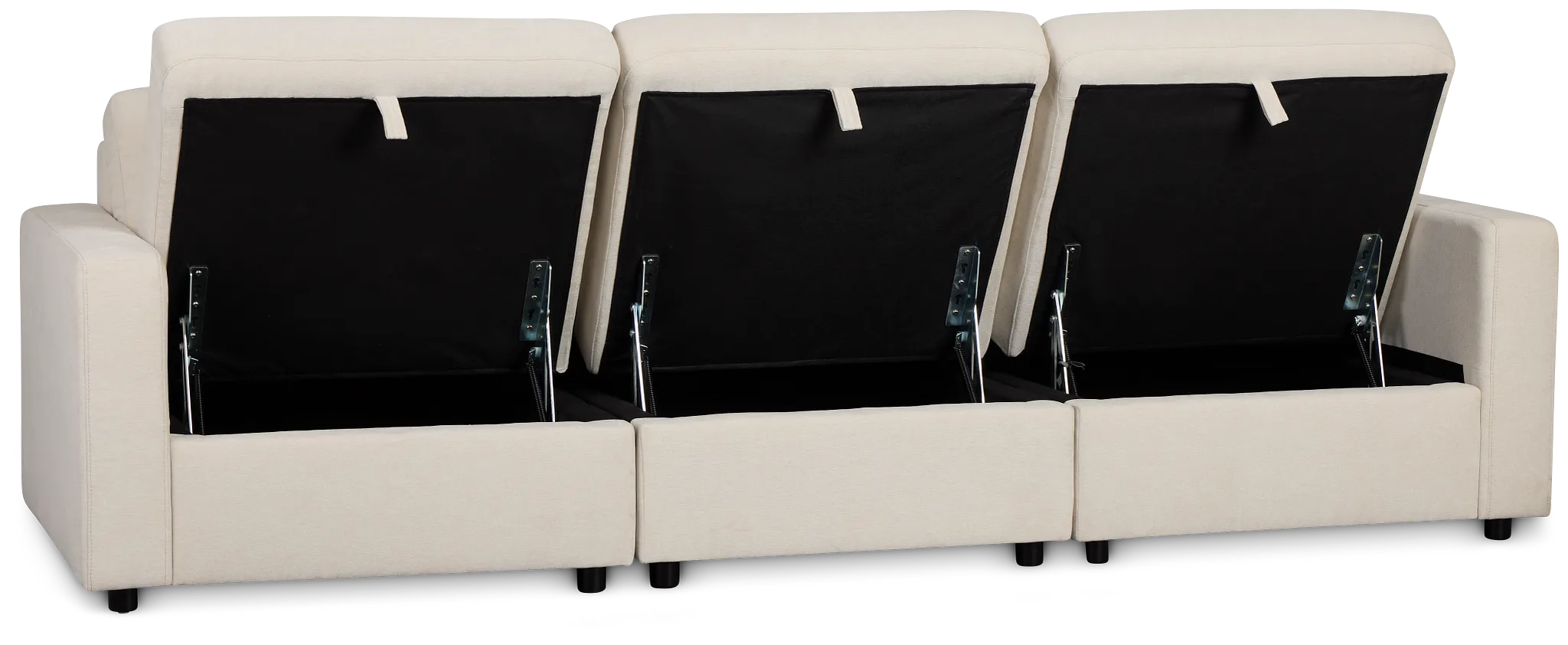 Addie Beige Fabric 3-piece Modular Storage Sofa