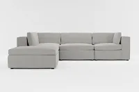 Destin Maguire Gray Fabric 5pc Bumper Sectional