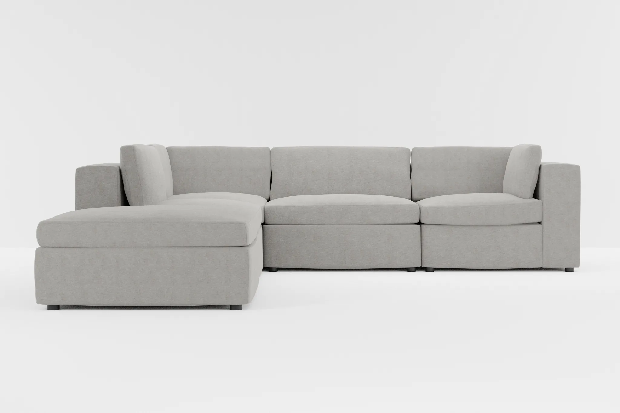 Destin Maguire Gray Fabric 5pc Bumper Sectional