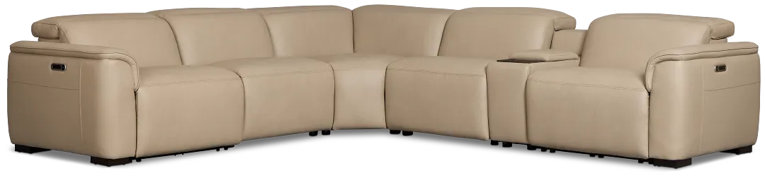 Flexsteel Brodie Taupe Lthr/vinyl Medium Dual Power 2-arm Reclining Sectional