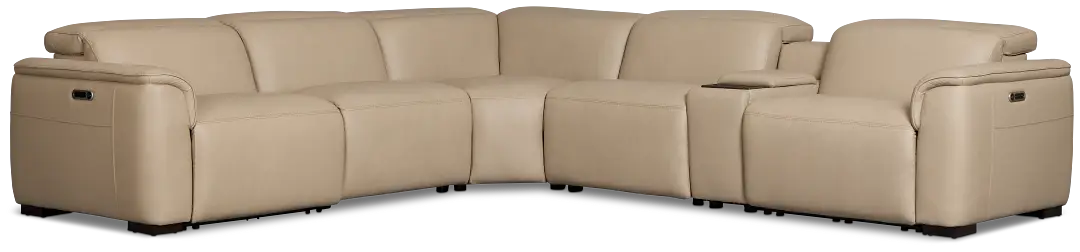 Flexsteel Brodie Taupe Lthr/vinyl Medium Dual Power 2-arm Reclining Sectional Flexsteel Brodie Taupe Lthr/vinyl Medium Dual Power 2-arm Reclining Sectional