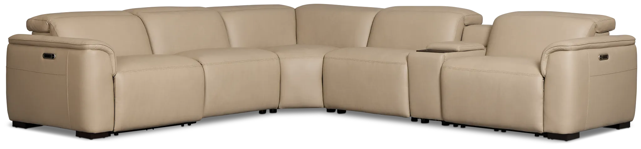 Flexsteel Brodie Taupe Lthr/vinyl Medium Dual Power 2-arm Reclining Sectional