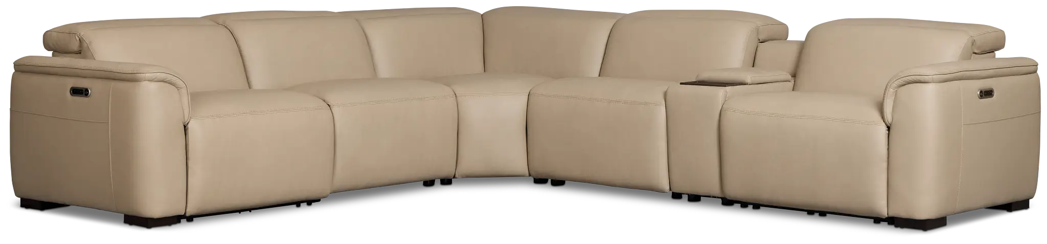 Flexsteel Brodie Taupe Lthr/vinyl Medium Dual Power 2-arm Reclining Sectional Flexsteel Brodie Taupe Lthr/vinyl Medium Dual Power 2-arm Reclining Sectional