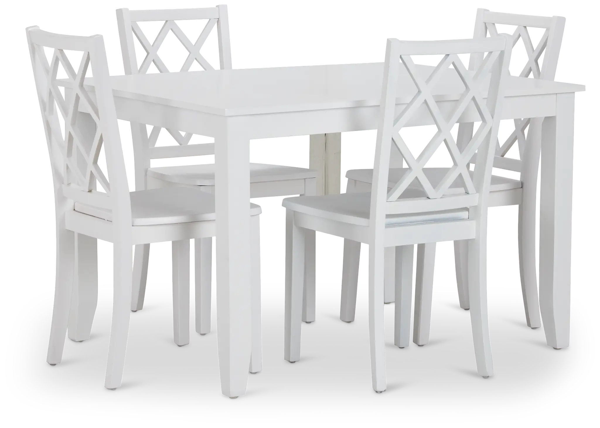 Edgartown White Rect Table & 4 White Wood Chairs Edgartown White Rect Table & 4 White Wood Chairs