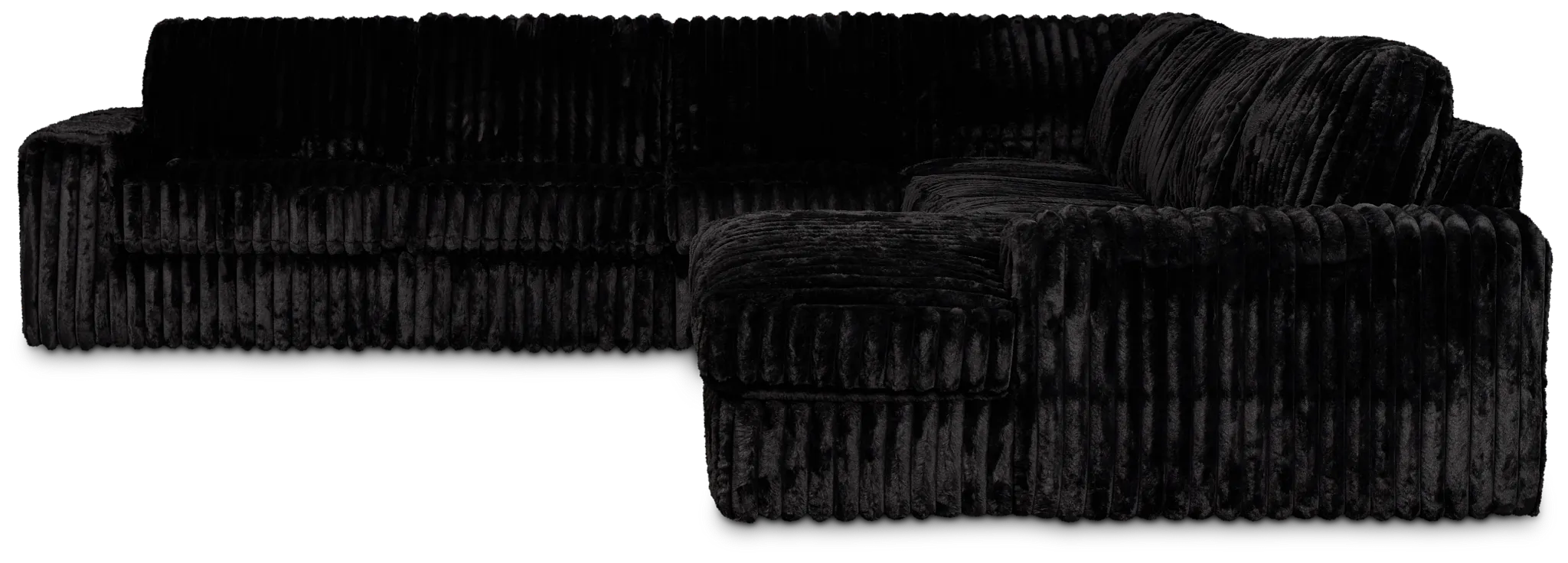 Teddy Black Fabric Large Right Chaise Sectional