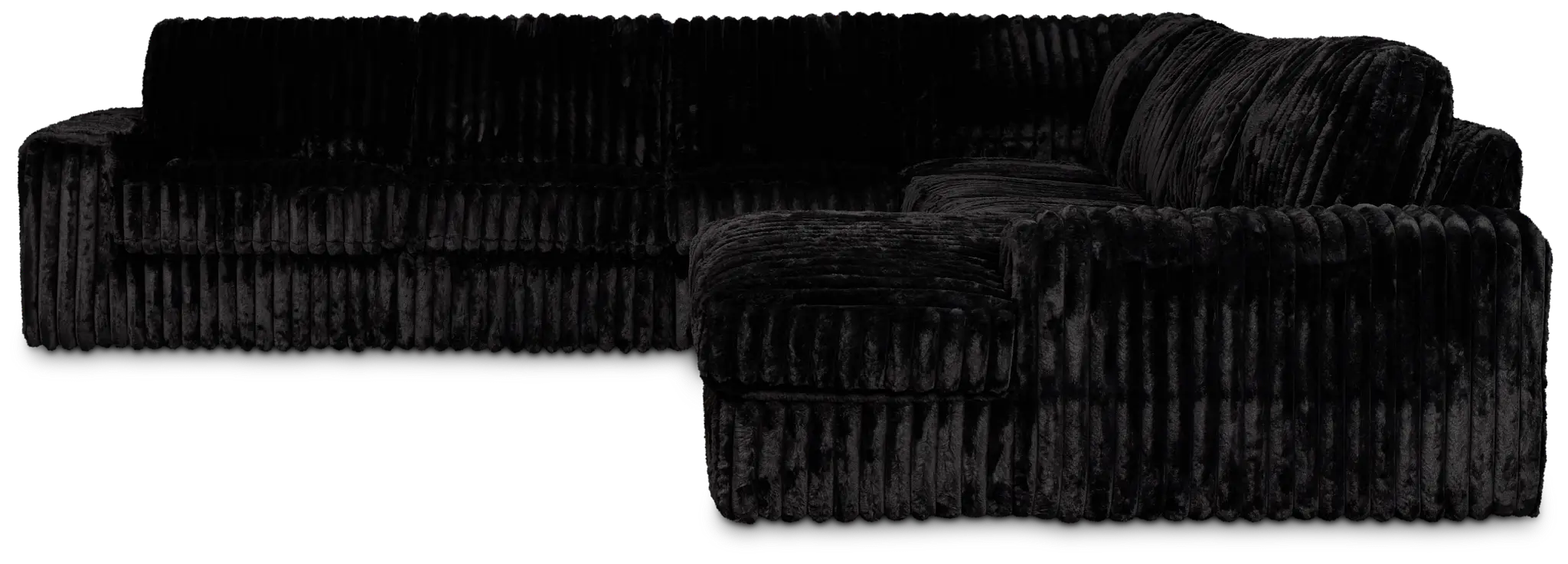 Teddy Black Fabric Large Right Chaise Sectional Teddy Black Fabric Large Right Chaise Sectional