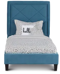 Collin Blue Velvet Platform Bed