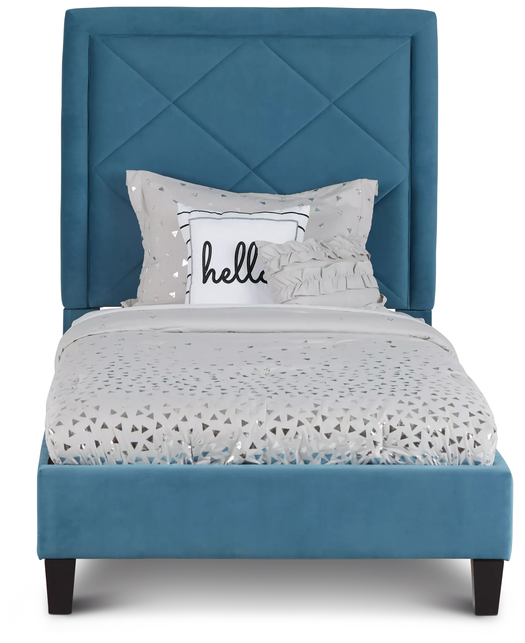Collin Blue Velvet Platform Bed