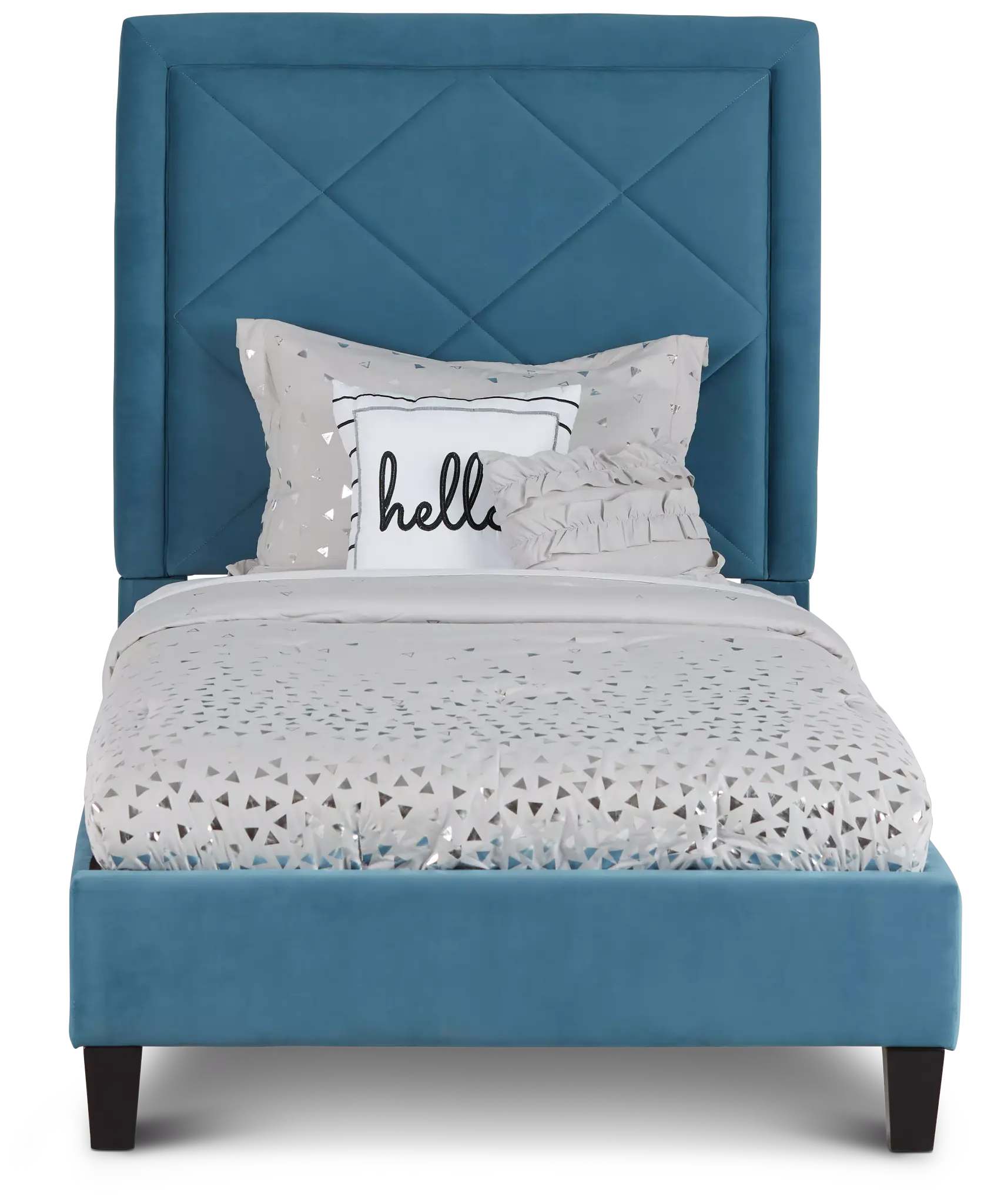 Collin Blue Velvet Platform Bed Collin Blue Velvet Platform Bed