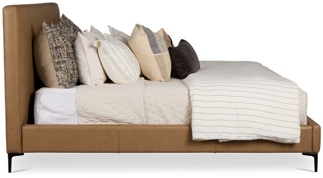 Highland Dark Brown Leather Panel Bed