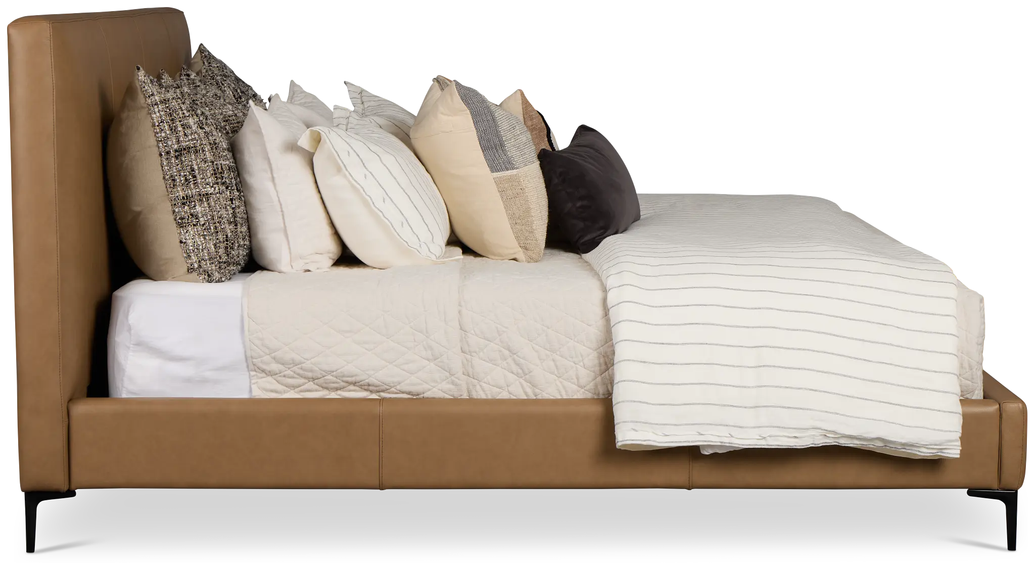 Highland Dark Brown Leather Panel Bed Highland Dark Brown Leather Panel Bed