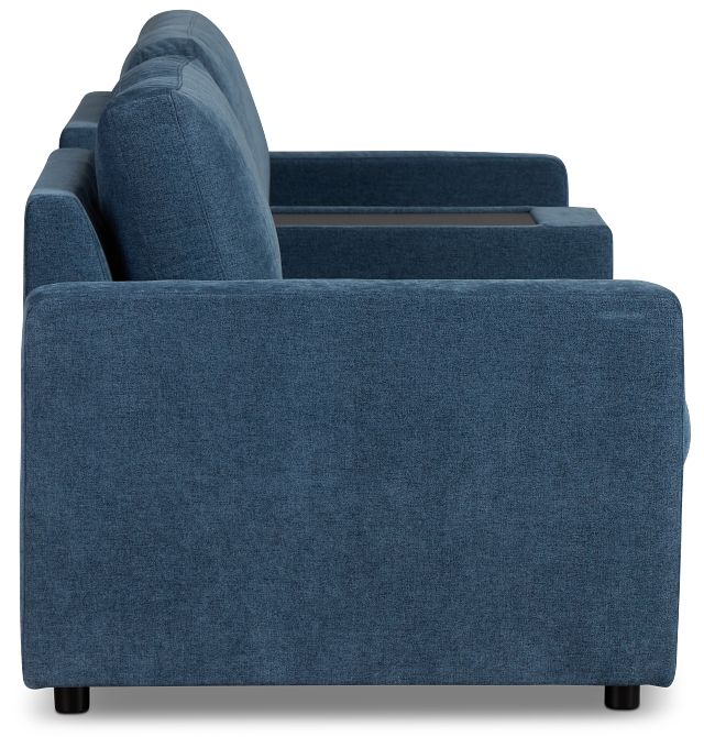 Addie Blue Fabric 2-piece Modular Storage Sofa With Console