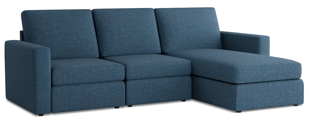 Citymod Blue Fabric Small Right Chaise Sectional Citymod Blue Fabric Small Right Chaise Sectional