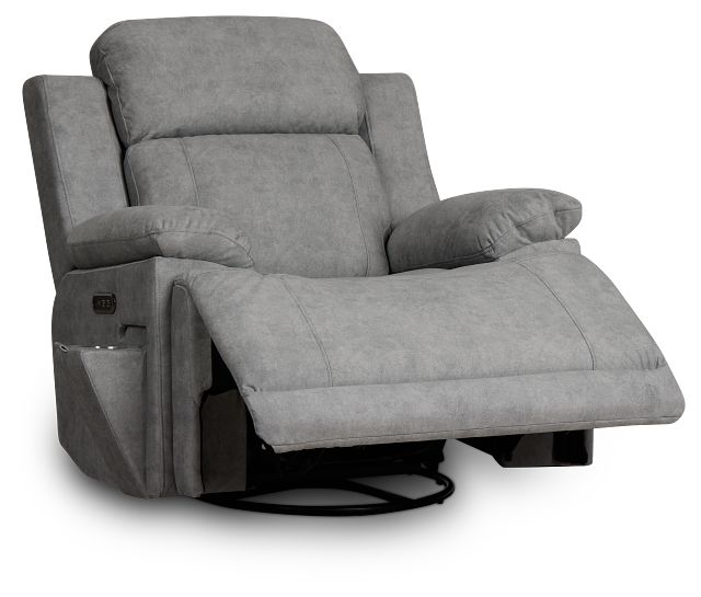 Benson Gray Micro Power Swivel Glider Recliner