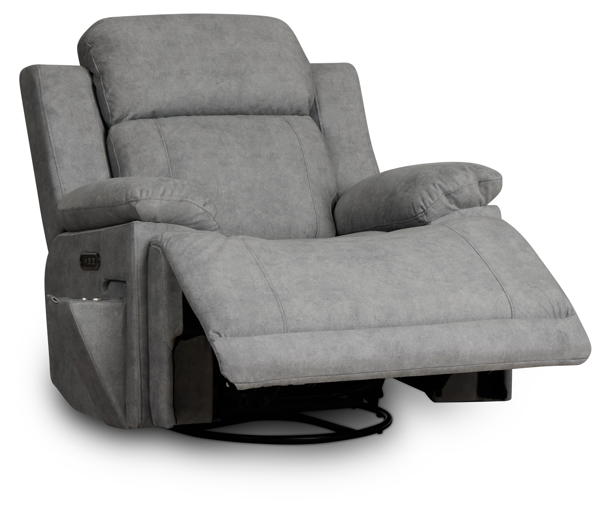 Benson Gray Micro Power Swivel Glider Recliner