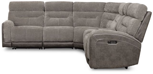 Travis Gray Fabric Medium Dual Power 2-arm Reclining Sectional