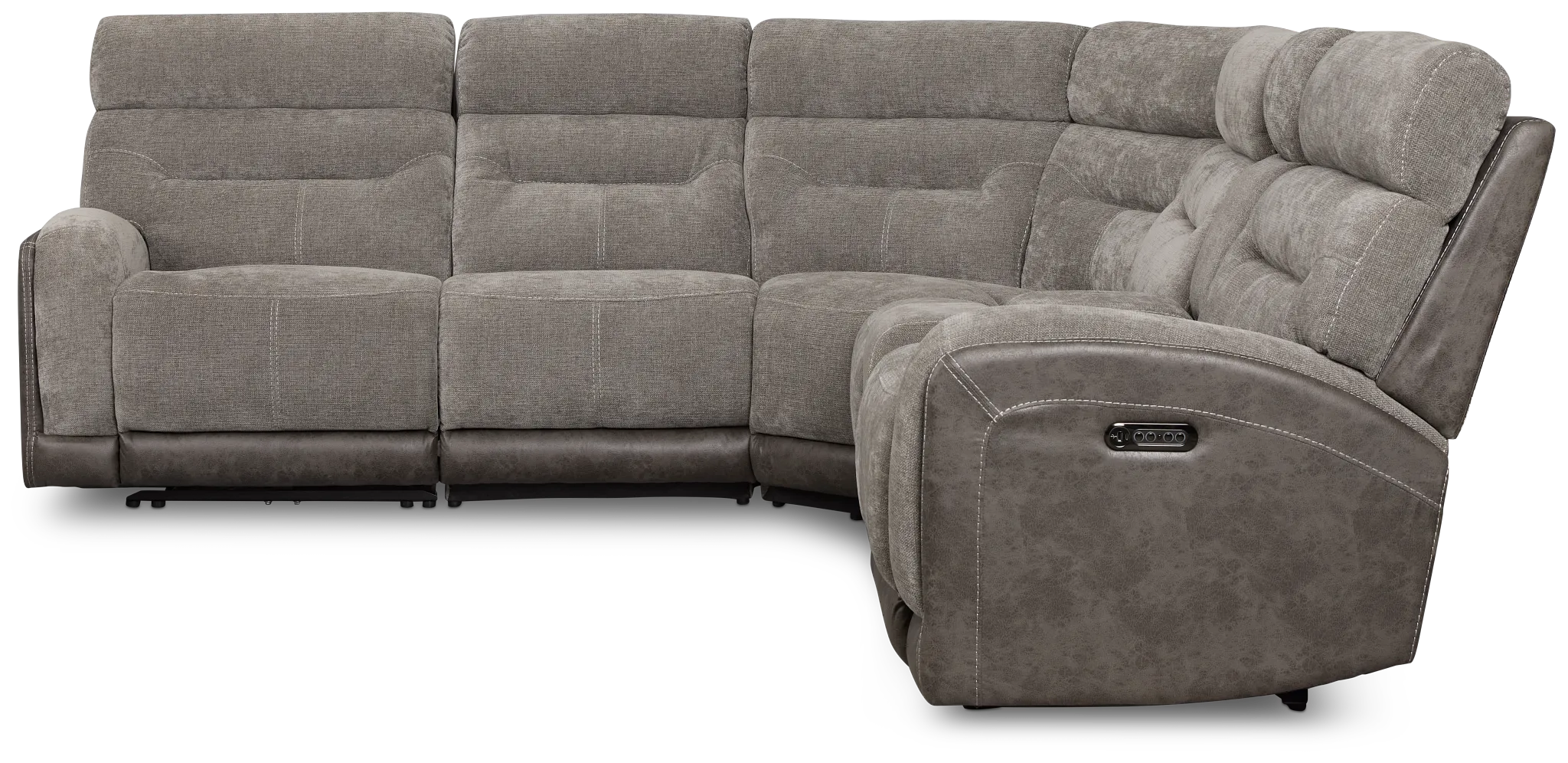 Travis Gray Fabric Medium Dual Power 2-arm Reclining Sectional