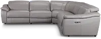 Marion Gray Lthr/vinyl Small Two-arm Power Reclining Sectional