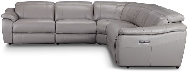 Marion Gray Lthr/vinyl Small Two-arm Power Reclining Sectional