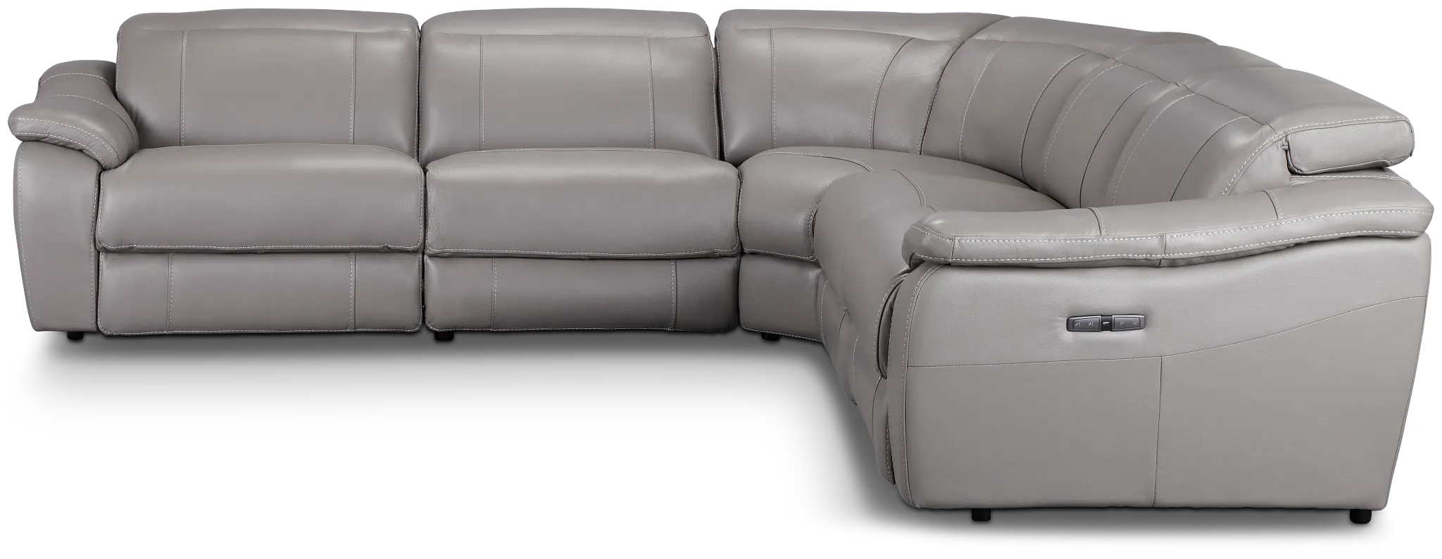 Marion Gray Lthr/vinyl Small Two-arm Power Reclining Sectional