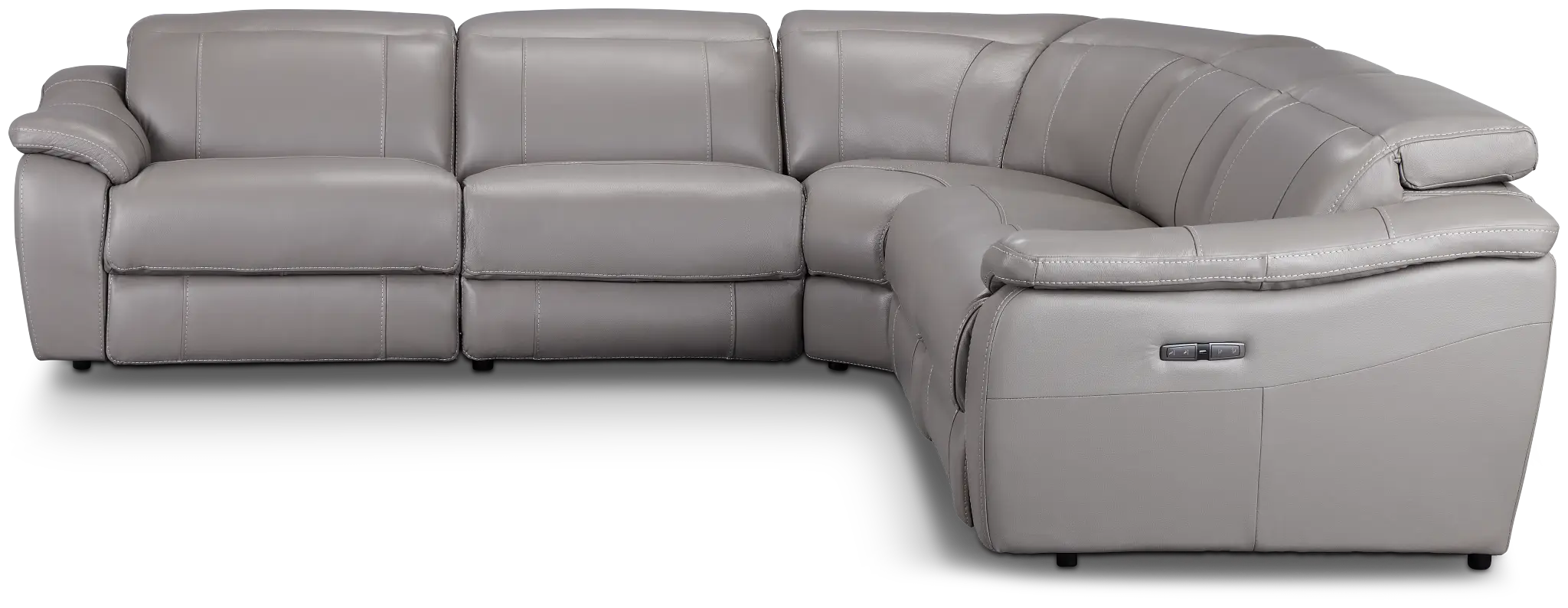 Marion Gray Lthr/vinyl Small Two-arm Power Reclining Sectional Marion Gray Lthr/vinyl Small Two-arm Power Reclining Sectional