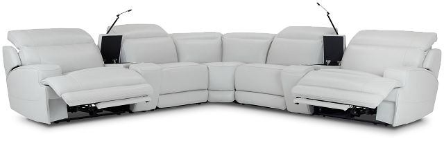 Reign Gray Lthr/vinyl Large Dual Power Reclining Two-arm Sectional