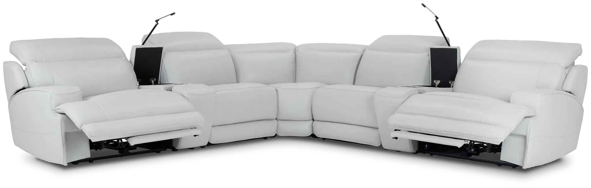 Reign Gray Lthr/vinyl Large Dual Power Reclining Two-arm Sectional