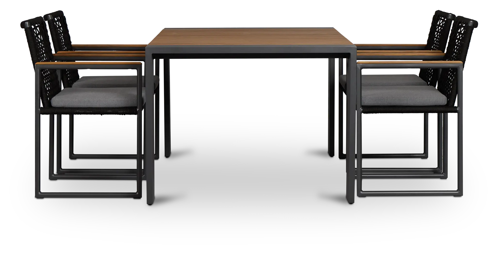 Sunrise Dark Gray Teak Rectangular Table & 4 Teak Arm Chairs Sunrise Dark Gray Teak Rectangular Table & 4 Teak Arm Chairs