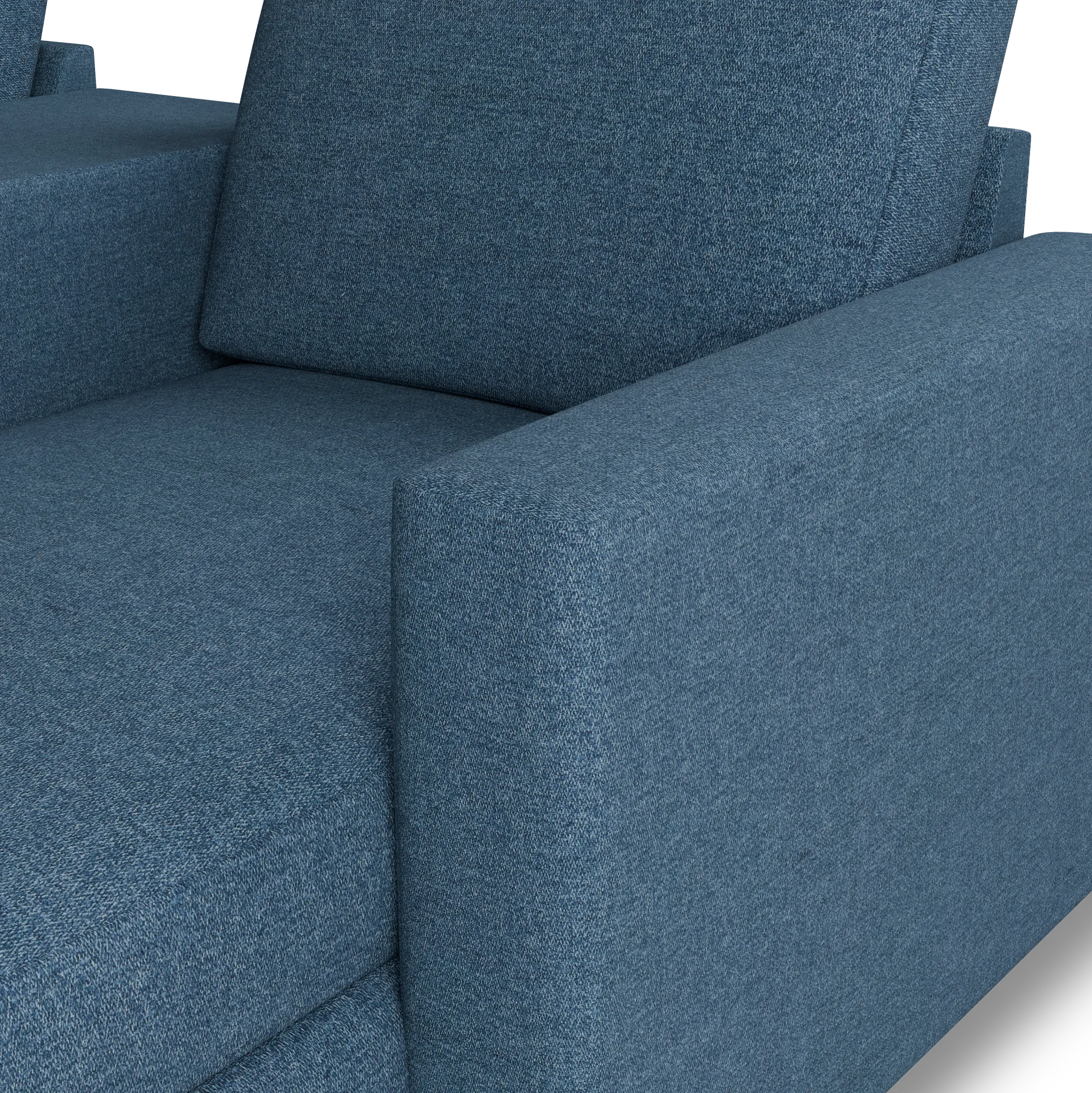 Citymod Blue Fabric Small Right Chaise Sectional With Storage Console