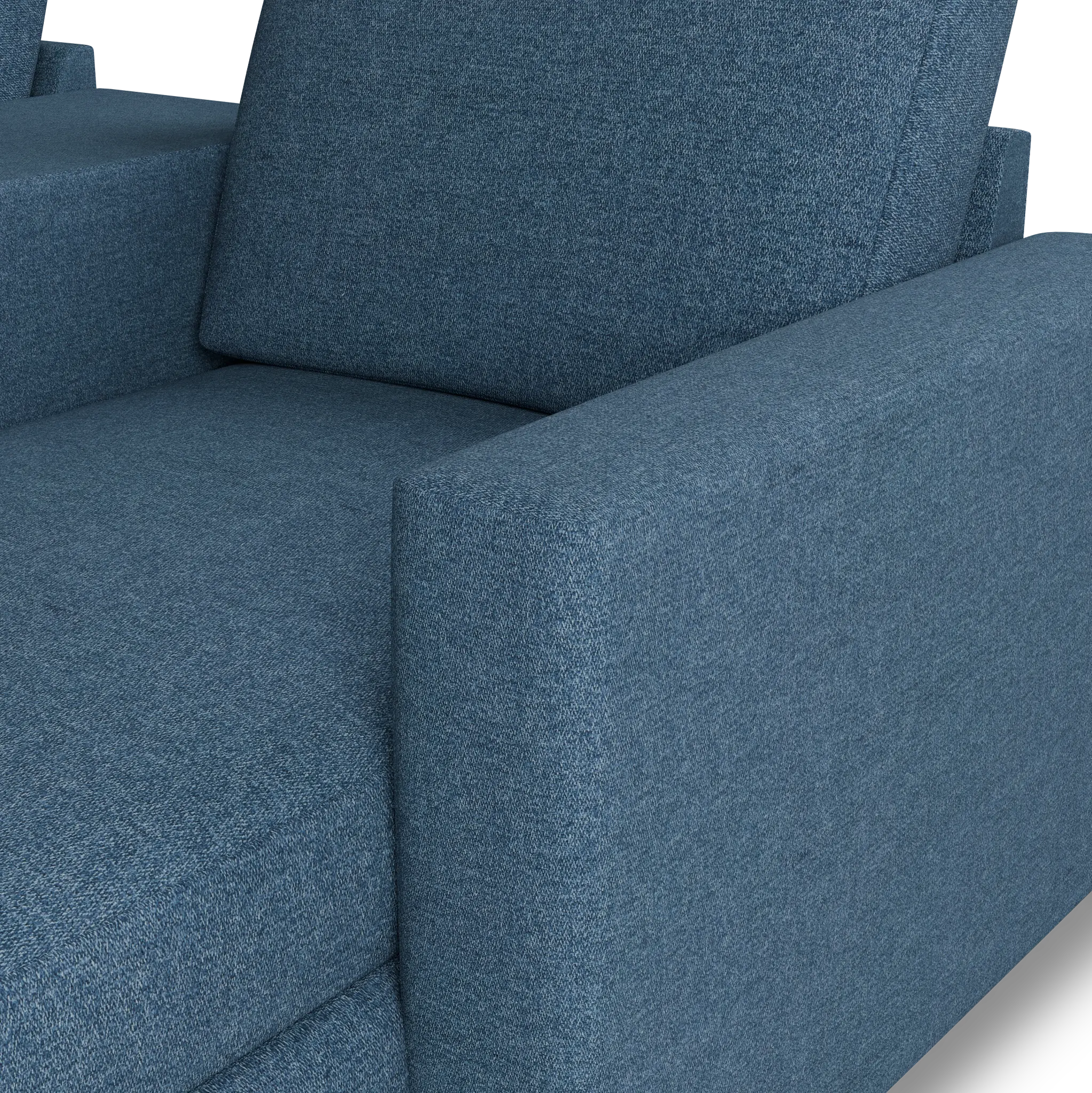 Citymod Blue Fabric Small Right Chaise Sectional With Storage Console Citymod Blue Fabric Small Right Chaise Sectional With Storage Console