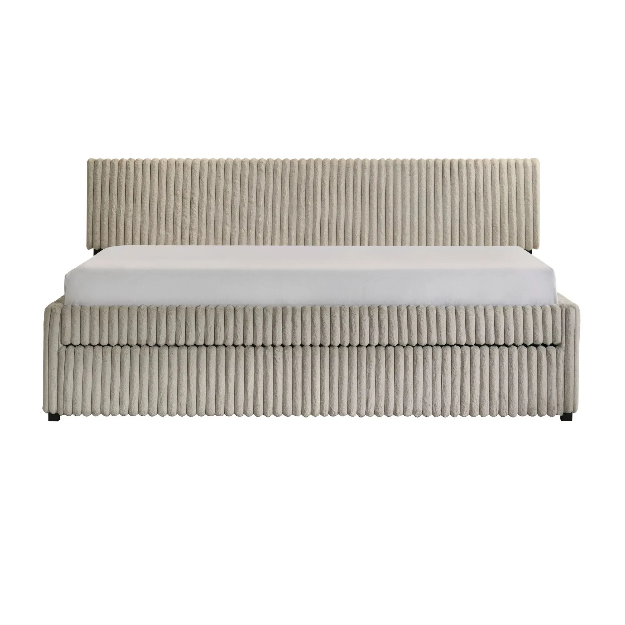 Anastasia Beige Upholstered Trundle Daybed