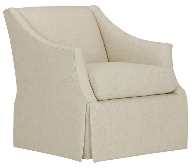 Clayton White Fabric Swivel Accent Chair