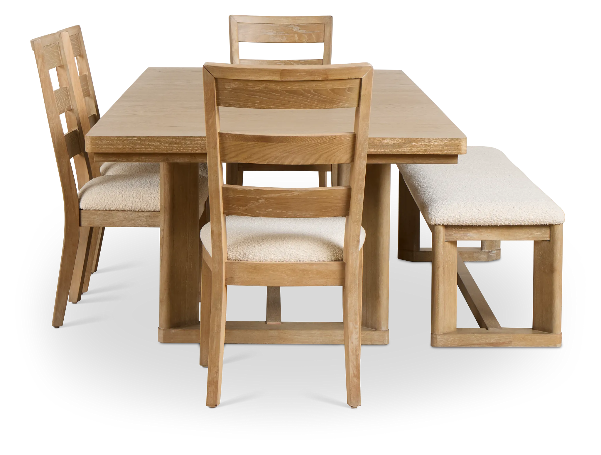 Alton Light Tone Rectangular Table With 4 Side Chairs & Bench