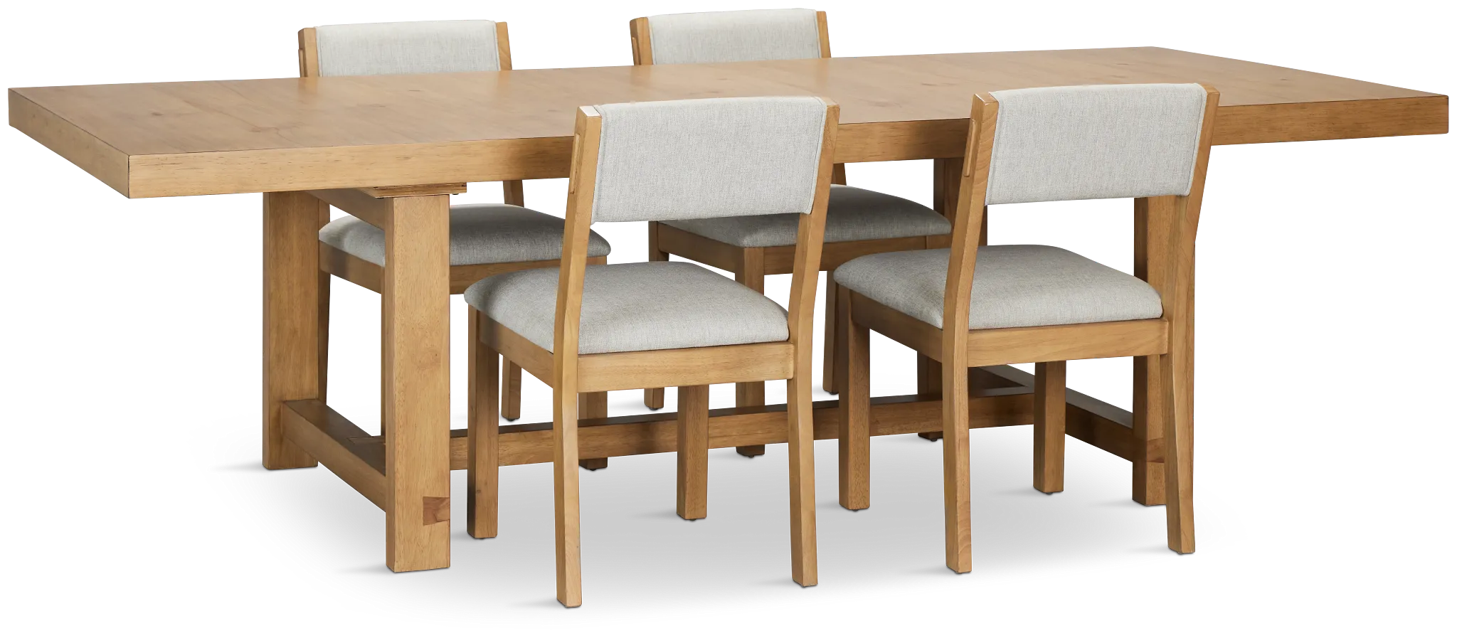 Vail Light Tone Trestle Table & 4 Upholstered Chairs