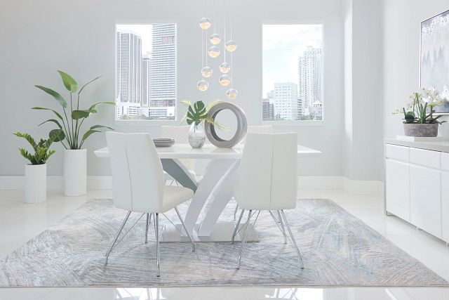 Lima White Table & 4 Upholstered Chairs