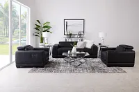 Lombardy Black Micro Power Reclining Living Room
