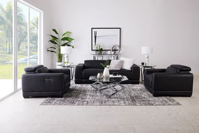 Lombardy Black Micro Power Reclining Living Room