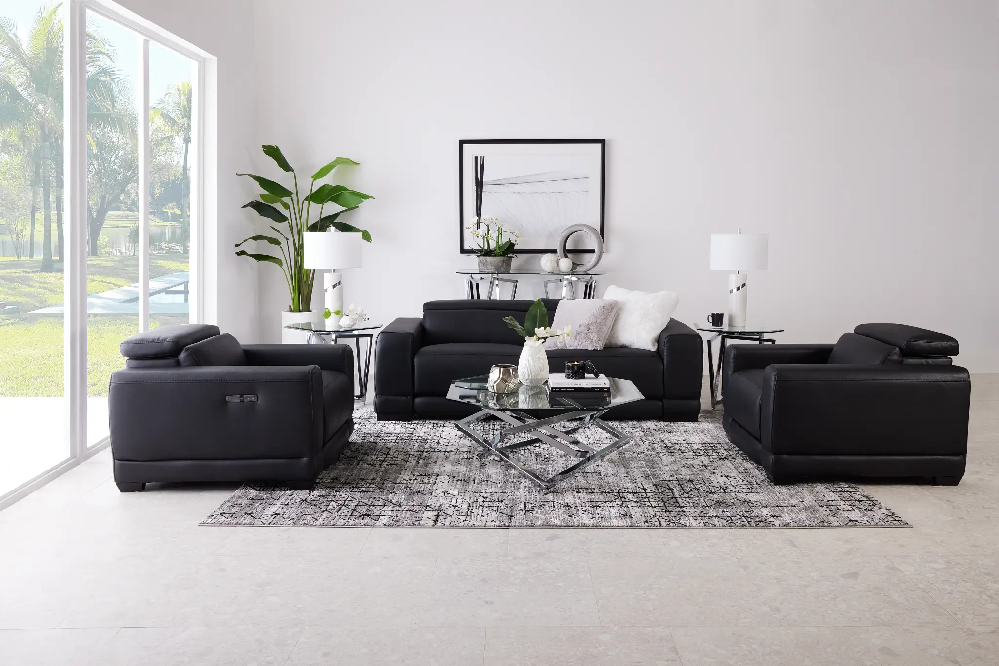 Lombardy Black Micro Power Reclining Living Room Lombardy Black Micro Power Reclining Living Room