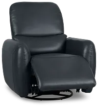 Eve Dark Blue Lthr/vinyl Power Swivel Glider Recliner