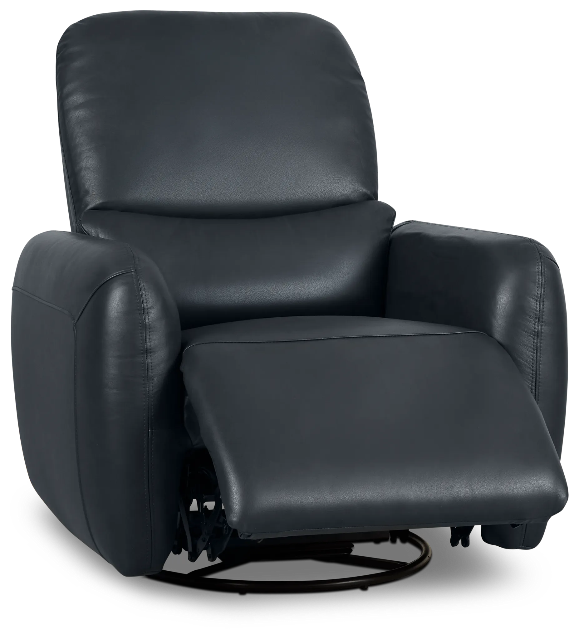 Eve Dark Blue Lthr/vinyl Power Swivel Glider Recliner