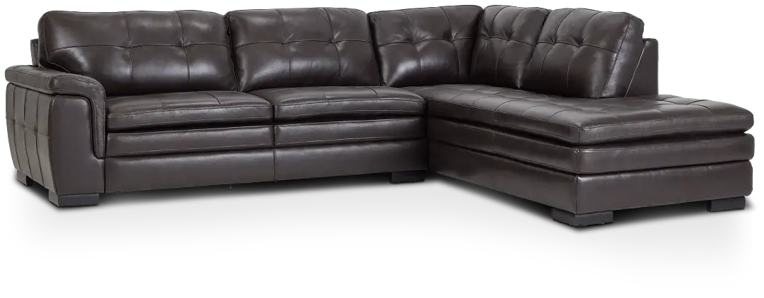 Braden Dark Brown Leather Small Right Bumper Sectional Braden Dark Brown Leather Small Right Bumper Sectional