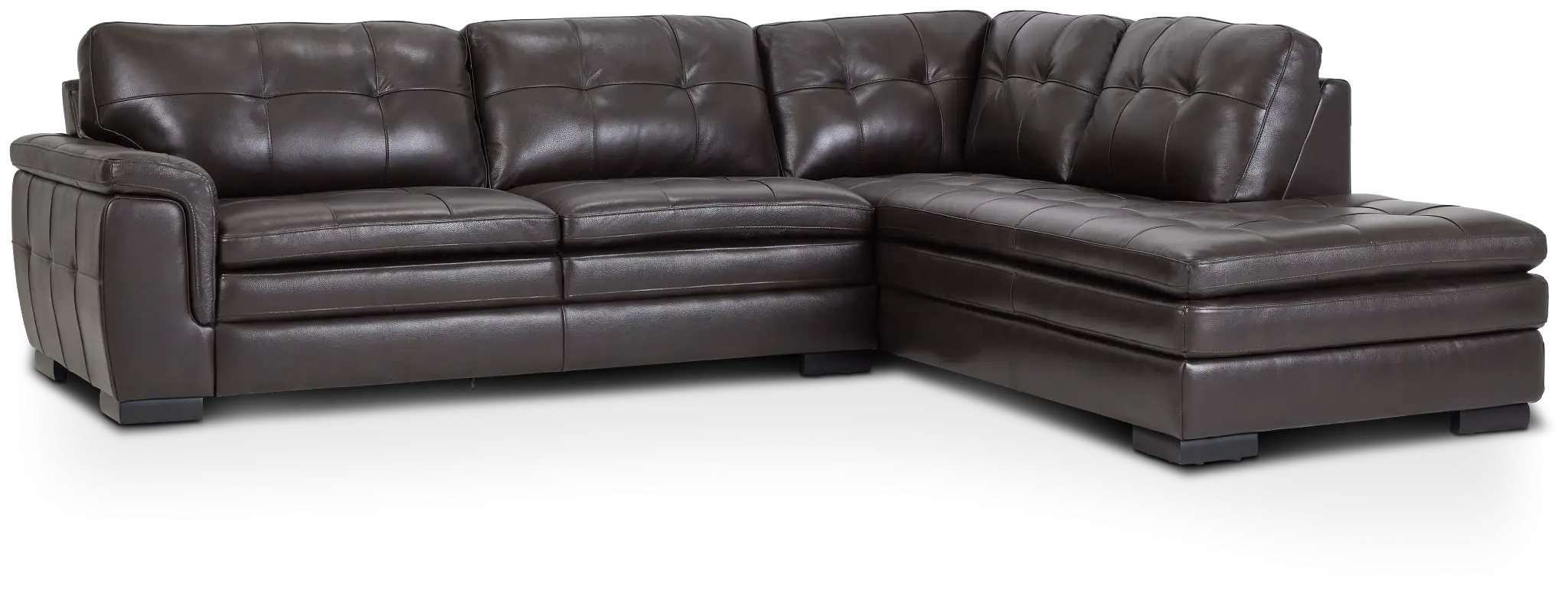 Braden Dark Brown Leather Small Right Bumper Sectional Braden Dark Brown Leather Small Right Bumper Sectional