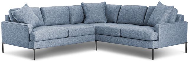 Morgan Blue Fabric Small Right 2-arm Sectional W/ Metal Legs