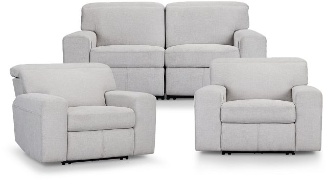 Callum Light Gray Fabric Manually Reclining Living Room