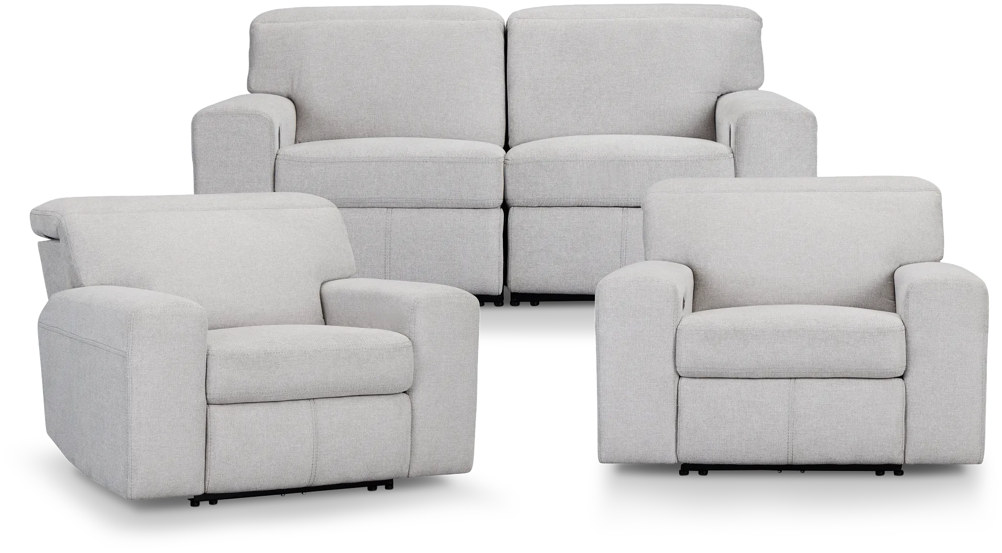 Callum Light Gray Fabric Manually Reclining Living Room